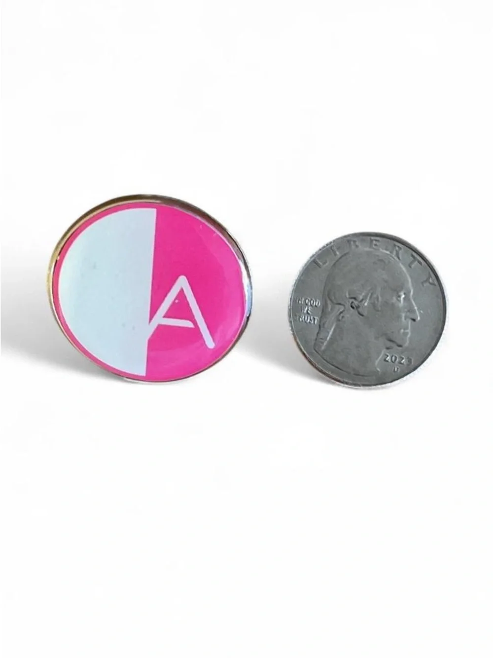 Initial “A” Pink & White Enamel Pin
